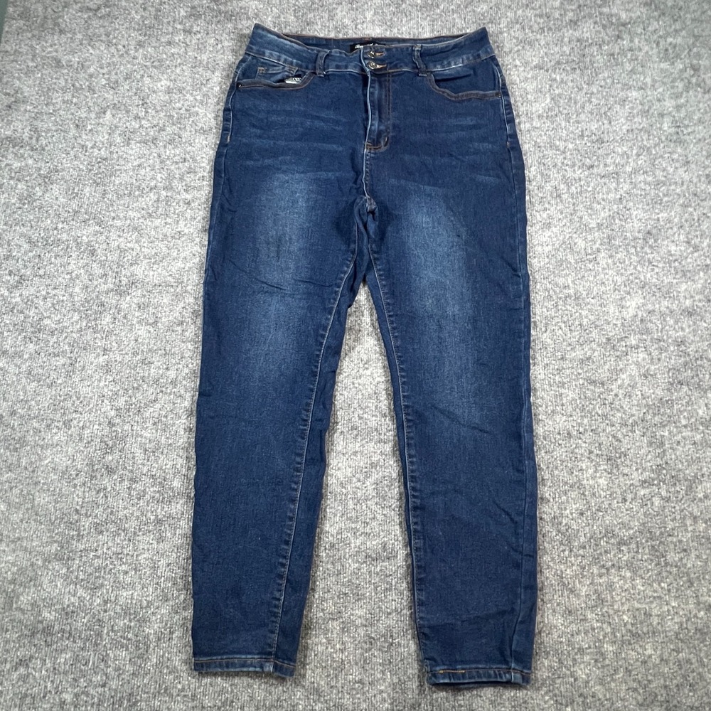 Beyond Us Skinny Jeans Womens 18 Blue Denim Cotton Stretch High Rise Dark Wash